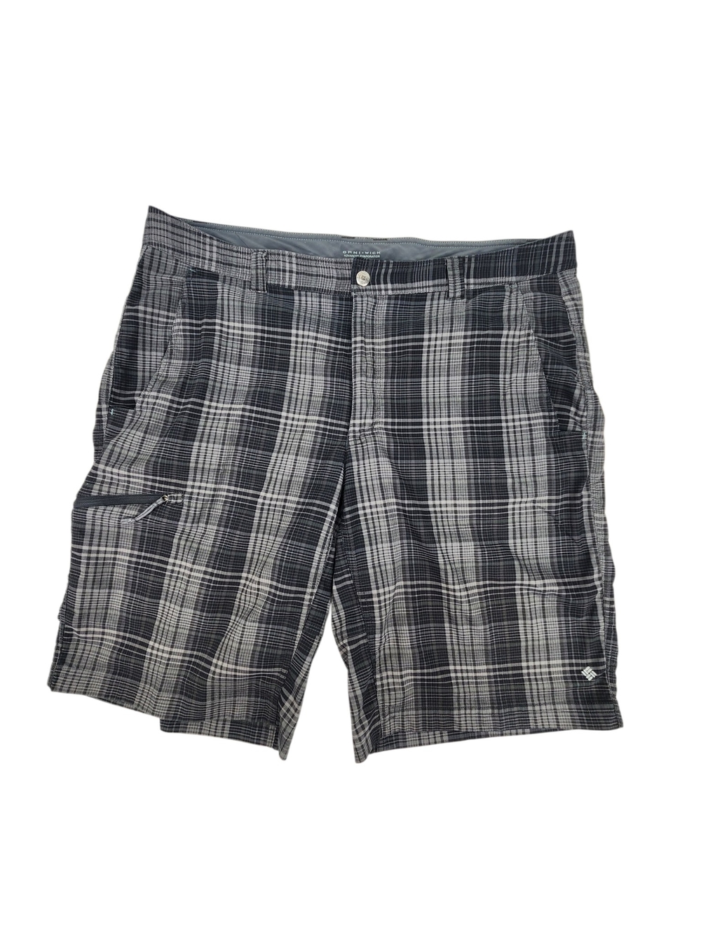 Columbia Omni-Wick Plaid Shorts Size 40 Gray Black Lightweight Hiking Y2K Golf